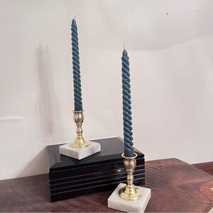 Vintage Brass and Marble Candlestick Hokders
